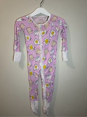 Little Sleepies Pink Breakfast Print Footed One-Piece